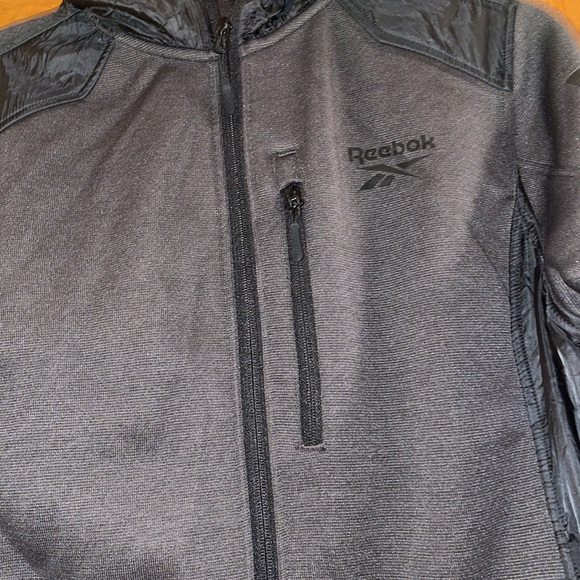 Reebok Jacket Hooded Coat Front Zip Fleece lined Gray & Black Boys 10/12 - Picture 5 of 14